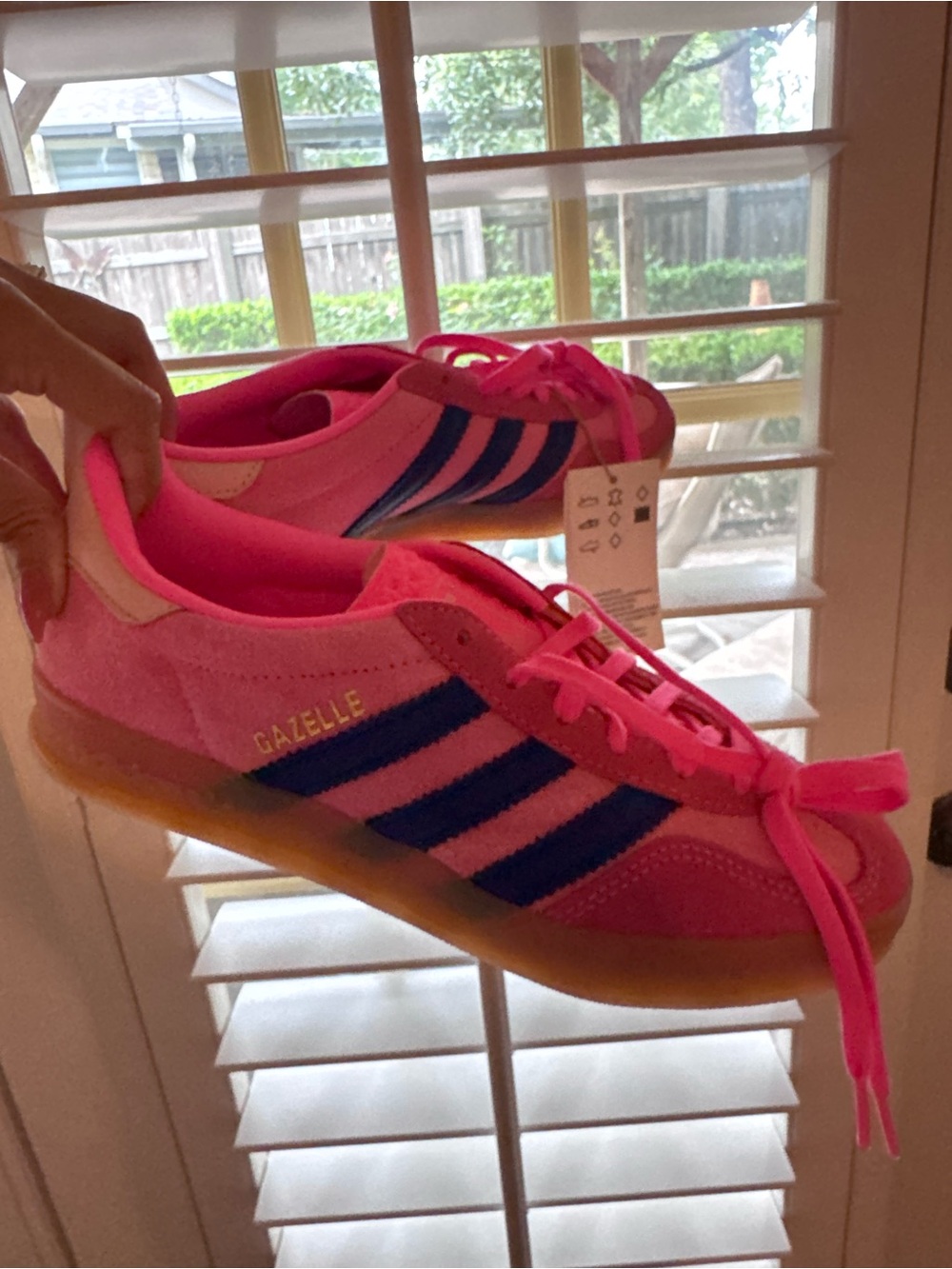 adidas Pink Suede Gazelle Sneakers with Navy Stripes